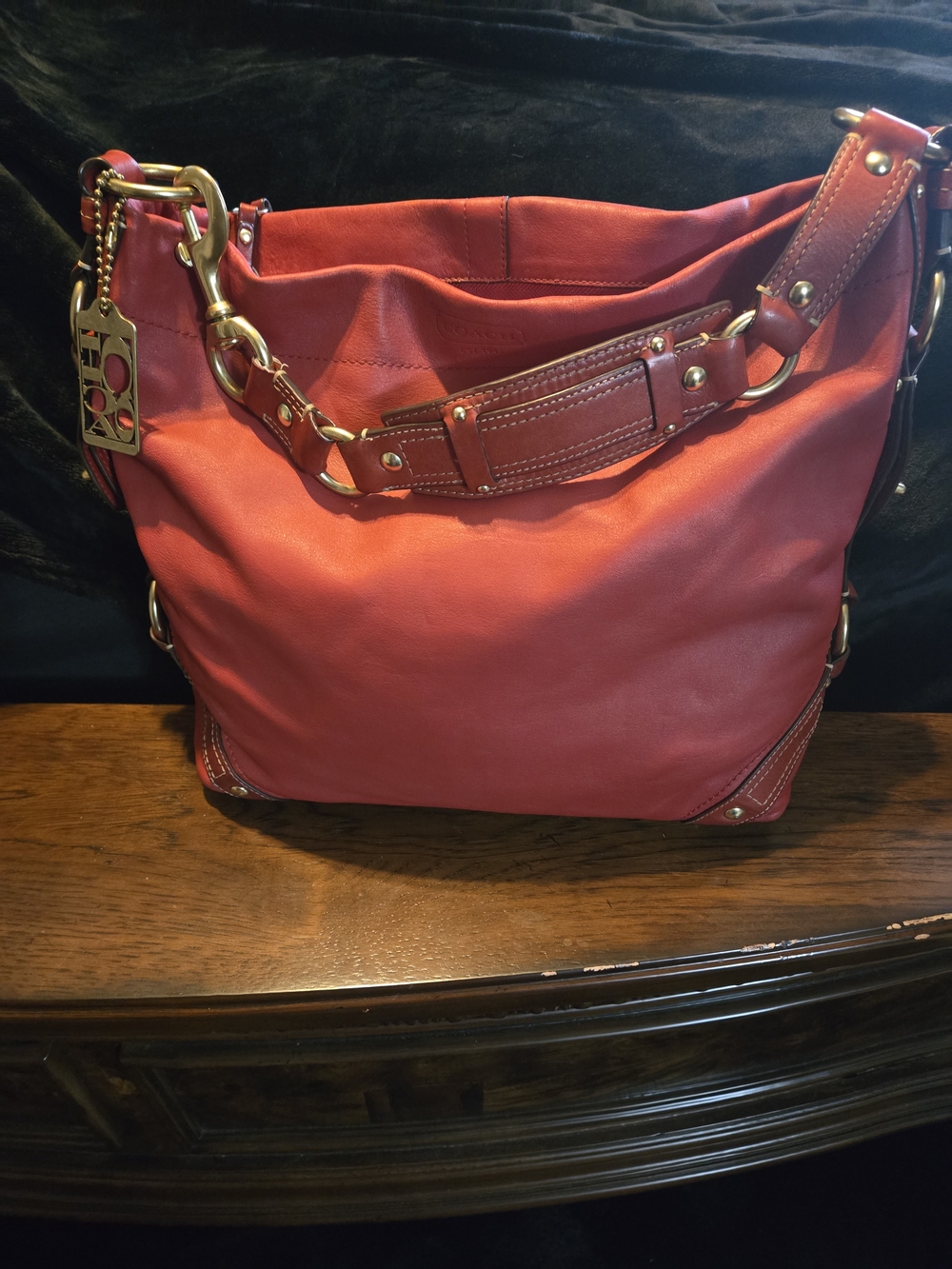 Coach Carly Large Hobo 10610 Red Nappa Leather Y2K Cherry Brass Rare 14"